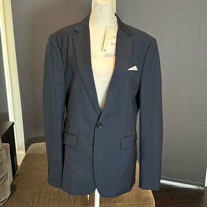 Men’s Mogu Blue 2 Piece One Button Slim Fit Suit Size 36 Jacket 34 Pants NWT
